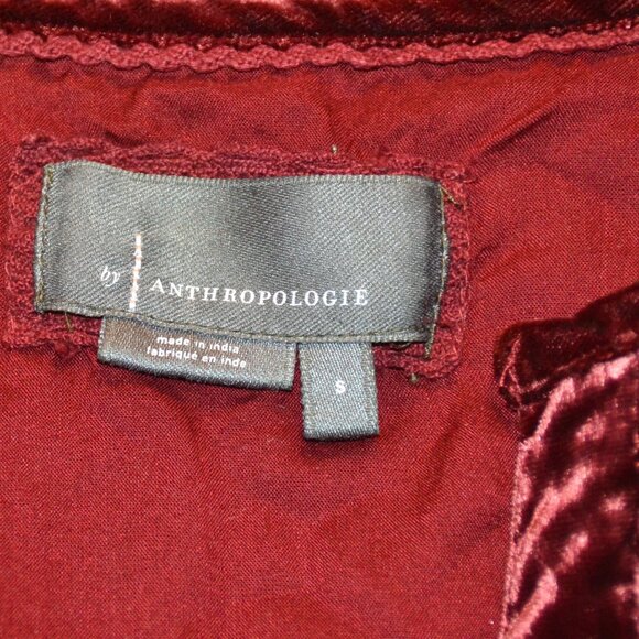 Anthropologie The Somerset Maxi Long Dress VELVET WINE/DARK RED SMALL - Picture 4 of 9